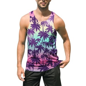 2025 tendencia verano gimnasio Jogging desgaste hombres transpirable 100% algodón camisetas 3D sublimación diseño camiseta sin mangas - Product Image 3
