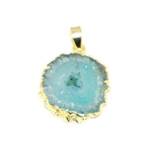 Vintage Design Solar Quartz Stone Fancy Shape 22K Electroplated Pendant Brass Metal Fashionable Jewelry for Women Wholesale Bulk - Product Image 1
