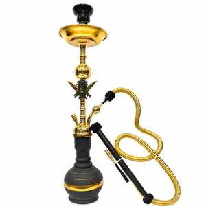 Cachimbas Farida con Bandera de Egipto y Arabia Saudita, de Latón Macizo, Tres Niveles, Tipo Recto Moderno, Lacado, Juego Completo con 1 Manguera, para Fumar Shisha, 175-225g - Product Image 1
