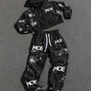 Women's Streetwear Tracksuit Sets Cropped <b>Zip</b> Up Hoodie <b>Jogger</b> Pants 2-Piece Custom Logo Casual Sportswear Outfit Wholesale USA - Product Image 5