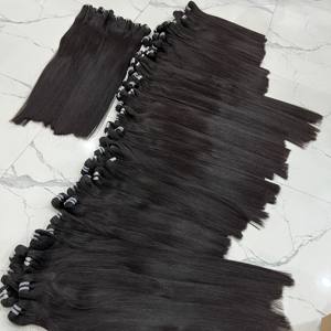 Vente en gros de matières premières vietnamiennes vierges 100% lisses perruque naturelle à double tissage Extensions de cheveux humains - Product Image 3