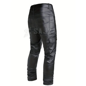 Pantalon en cuir de mode pour hommes élégant Slim Fit moto Biker pantalon confortable tenue décontractée - Product Image 2