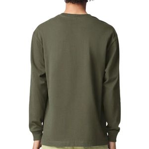 เสื้อยืดแขนยาวสีทึบสำหรับผู้ชายพร้อมกระเป๋าหน้าอกผ้าฝ้ายลำลองทรงหลวมสไตล์สตรีท - Product Image 5