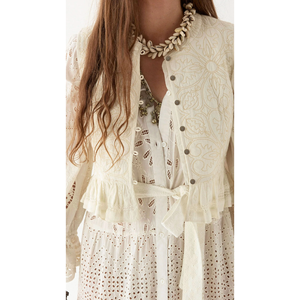 Gilet Sandro en tissu Tesela ivoire, vêtement d'extérieur élégant - Product Image 2