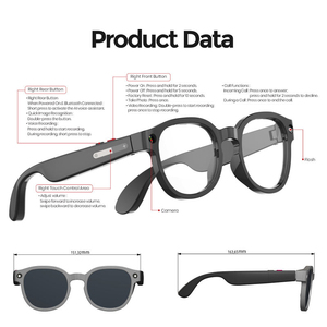 Lunettes intelligentes AIMB-S1 AI, enregistrement vidéo 1080P, double microphone pour appels, étanches IPX-4, contrôle tactile, contrôle par application - Product Image 3