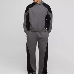 Ensemble survêtement personnalisé pour homme en 2 pièces, 100% coton, survêtement, pantalon de survêtement évasé et ensembles de sweat-shirts, service personnalisé - Product Image 1