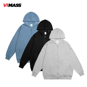 เสื้อฮู้ดผ้าคอตตอนใส่ได้ทั้งชายและหญิงเสื้อฮู้ดแบบสวมหัวมีซิปรูดพาดไหล่สำหรับผู้ชายโอเวอร์ไซส์ - Product Image 3
