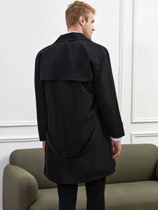 เสื้อโค้ทขนสัตว์ผู้ชายแบบใหม่ ดีไซน์ใหม่ สำหรับฤดูใบไม้ร่วงและฤดูหนาว สีพื้น เสื้อโค้ทขนสัตว์ผู้ชายแบบลำลอง สไตล์เทรนช์โค้ท - Product Image 2