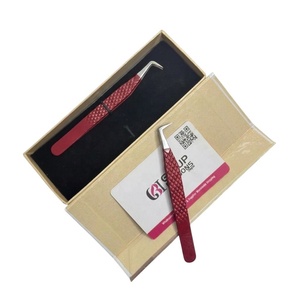 Pince à épiler pour cils GETUP BROSONS IMPEX 90 degrés, couleur rouge foncé, revêtement en poudre antistatique, prise en main parfaite, pointe lisse, 10 mm - Product Image 3