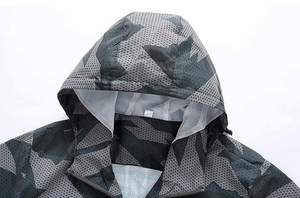 แจ็กเก็ตมีฮู้ดกันลมสำหรับผู้ชายปรับแต่งซิปได้กันน้ำระบายอากาศได้ดี - Product Image 4