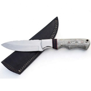 Cuchillo de fruta de acero al carbono hecho a mano, cuchillos ecológicos de EE. UU., hoja de micarta, mango de cuero fino, mango de asta - Product Image 1