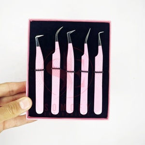 แหนบติดขนตาสแตนเลสคุณภาพสูงระดับมืออาชีพ สีชมพูอ่อน ด้ามจับแบบเพชร ทนทาน รับผลิตแบรนด์ส่วนตัว - Product Image 5