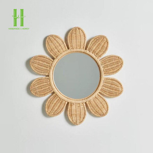 New Design Rattan Wall <b>Hanging</b> Decor Natural Home Decor Scalloped Wall Home Decor Art Vintage Wall <b>Mirror</b> Made in Vietnam - Product Image 6