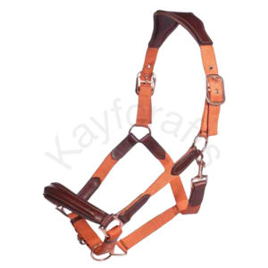 Licou anatomique rembourré en cuir et nylon avec ajustement réglable et raccords métalliques en or rose - Product Image 2