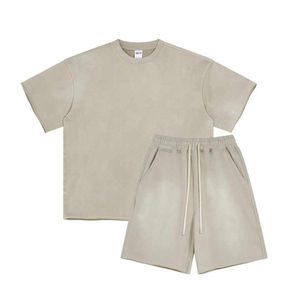 Ensembles courts pour hommes tenue deux pièces ensemble court hommes Shorts T-shirt rue décontracté 2 pièces t-shirt hommes ensembles personnalisé contraste couleur - Product Image 3