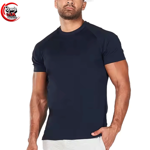 Wholesale Athletic Muscle Fit Men's Cotton Spandex <b>T</b>-<b>Shirt</b> Raglan Sleeve with Split Hem Ribbed Collar <b>Moisture</b> <b>Wicking</b> Design - Product Image 1