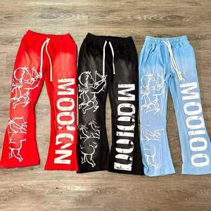 Pantalons de survêtement évasés pour homme sur mesure, lavage à l'acide, toile délavée au soleil, imperméable, vintage, pantalons de jogging empilés, streetwear, vêtements décontractés - Product Image 6