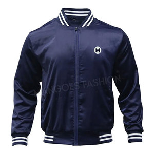 Chaqueta bomber lisa en blanco hecha a medida de invierno con chaqueta de béisbol bomber de satén con logotipo personalizado y color sólido para la moda de los hombres - Product Image 2