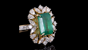 แหวนมรกตสีเขียวสังเคราะห์ทรงแฟนซี ประดับเพชรทรงหยดน้ำและทรงกลมที่เพาะเลี้ยงในห้องปฏิบัติการ |   แหวนแต่งงาน แหวนงานเลี้ยง และแหวนของขวัญ - Product Image 4