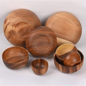 Commercial wholesale <b>dinnerware</b> set natural wood dining bowl handmade dinner serving wooden bowls - Product Image 2