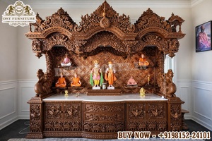 Templo de Madera de Teca de Gran Tamaño para el Hogar, Templo de Madera de Teca Pintado en Dorado Puro, Artesanía en Madera de Teca para el Hogar - Product Image 3