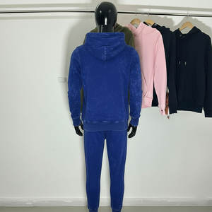 Ensemble de survêtement avec fermeture éclair, sweat-shirt à col montant, veste en coton, pantalon de jogging à cordon de serrage, pantalon large, ensemble de survêtement streetwear - Product Image 2