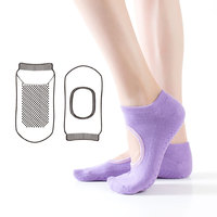 Chaussettes de yoga sans dos en coton peigné pour femmes, chaussettes antidérapantes pour la danse, le yoga, le pilates professionnel, l'exercice physique
