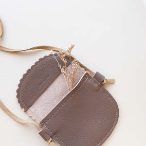 Functional Storage Bag for Little Kids Scallop Design Leather Bag in Clay Color - Product Image 2