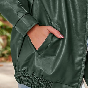 High Quality Ladies Women Genuine Leather Jacket Classic New Design Cotton Filling Oversized Bomber Style Breathable <b>Winter</b> - Product Image 2