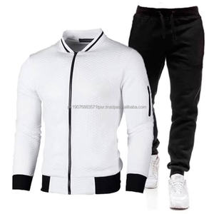 Conjunto Deportivo Informal de Moda para Hombre, Traje de Dos Piezas con Pantalones y Sudadera a Cuadros de Color Sólido - Product Image 5