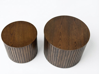 Table basse moderne à emboîter, ensemble de 2 tables, en bois d'hévéa durable et placage MDF, mobilier de salon, vente en gros OEM/ODM