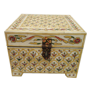 Coffret à bijoux chic en incrustation d'os noir et blanc avec un motif en zigzag audacieux, disponible à prix de gros. - Product Image 5