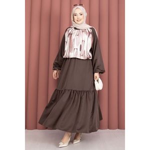 Conjunto de 2 Piezas de Satén con Falda Estampada Color Café, Estilo Formal, Top Deportivo de Mezclilla y Pantalones para Primavera/Verano, Talla XS - Product Image 3