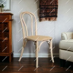 Silla de comedor de madera maciza de lujo ligera de diseño moderno, silla de ocio Retro con respaldo cruzado para restaurante, uso en eventos, Sillas apilables - Product Image 4