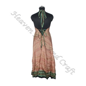 SD016 venta al por mayor bohemio elegante Vintage Sari Maxi vestido para mujer cuello en V Casual playa Hippie suelto verano fiesta desgaste para niñas - Product Image 4