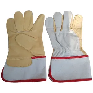 Venta al por mayor Palma Guantes DE TRABAJO OEM Barato Split Guantes de trabajo de cuero Tiras azules Guantes de cuero de Palma reforzada