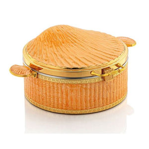 Golden Casserole <b>Dish</b> With White Top Lid Exclusive Quality Metal Casserole Pot for Dinnerware Food <b>Serving</b> Hot Pot - Product Image 3