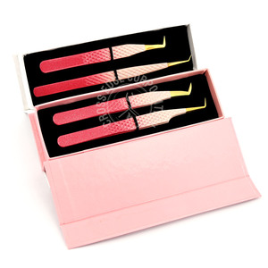 Hot Selling Fiber Grip 45 Degree Volume Lash Tweezers Pointed Tip Stainless Steel for Eyelash Extension - Product Image 1