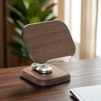 Support de téléphone portable de bureau personnalisé, multifonctionnel, moderne, en bois massif de haute qualité, léger, design incurvé, fabriqué à la main