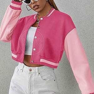 Venta al por mayor chaqueta de Letterman corta al aire libre para el procesamiento de punto de cuello alto de invierno Venta caliente - Product Image 4