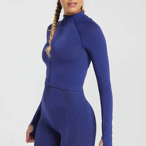 Hot Selling Wear Fitness <b>Long</b> <b>Sleeve</b> Training Sportswear Workout <b>Tops</b> Running <b>Sport</b> Jacket <b>Women</b> Zip up <b>Sleeve</b> <b>Sports</b> Jacket - Product Image 3