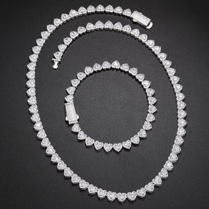 Wholesale D VVS Heart Moissanite Iced Bling 925 Sterling Silver Tennis Necklace Hip Hop Jewelry Gifts for Women <b>Girlfriends</b> - Product Image 1