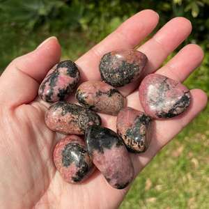 Wholesale Natural Rhodonite Tumbled Polished Stones Bulk Pink And Black <b>Healing</b> Crystals For Love Jewelry Reiki Crafts And Decor - Product Image 2