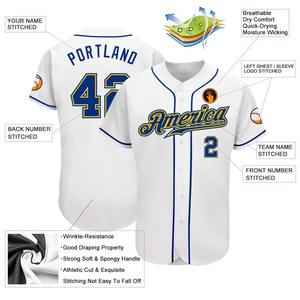 Maillot de baseball authentique Royal-Gold blanc personnalisé - Product Image 3