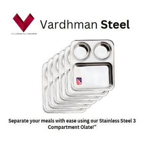 Assiette rectangulaire à trois compartiments en acier inoxydable de qualité alimentaire, design élégant pour les cadeaux, vente chaude - Product Image 2