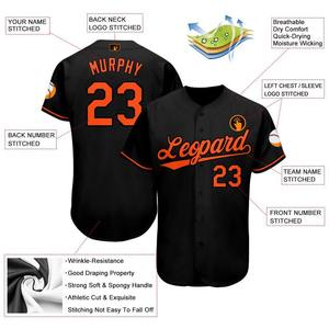 Camiseta de béisbol negra y naranja personalizada - Product Image 4