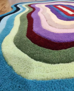 Tapis de style moderne tufté à la main en laine 100% de taille personnalisée conception d'illusion rayée irrégulière pour la maison salon sol de chambre d'enfants - Product Image 5