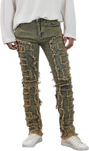 Pantalones vaqueros de hombre de diseño personalizado OEM, estilo callejero, cómodos, de calidad superior, cintura media, pierna recta, último lavado 100% - Product Image 6