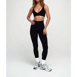 Calça esportiva de cintura alta macia para ioga, calça esportiva de 4 vias elástica para corrida, academia, treino, fitness, ioga, leggings