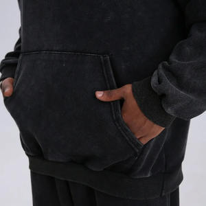 Sweat à capuche délavé pour homme, col montant, fermeture éclair, surdimensionné, streetwear décontracté, hiver, anti-rides, anti-rétrécissement, par Ako - Product Image 5